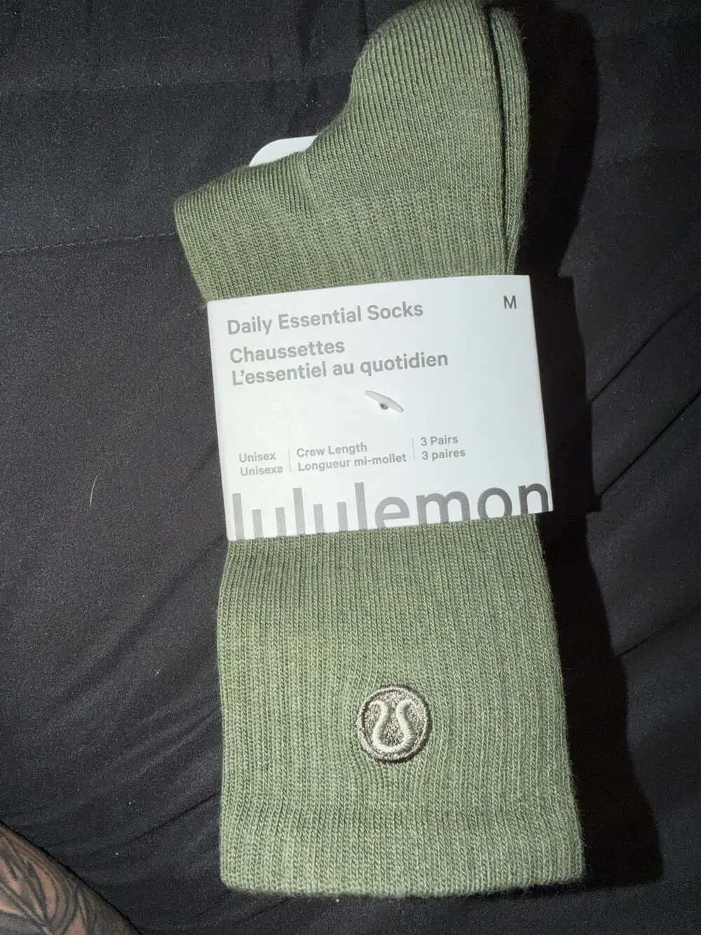 Lululemon Unisex Daily Essential Crew Socks 3 Pack Size M